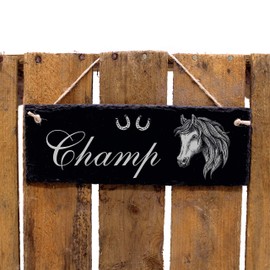 Slate Stable Sign Engraved Andalusian Horse Name Box Sign 22 x 8 cm