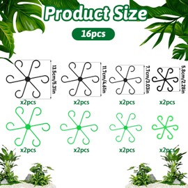 ElevateTech 16Pcs Climbing Houseplant Stem Support, Reusable Reusable Flower Plant Stakes Monstera Plant Leaf Support Ring Plants Climbers Flower Gardening Growth Accessories Tools (Green Black)