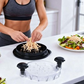 RAINBEAN Chicken Shredder, Transparent Lid Meat Shredder Tool Twist for Quick Shredded Pork Beef, Dishwasher Safe