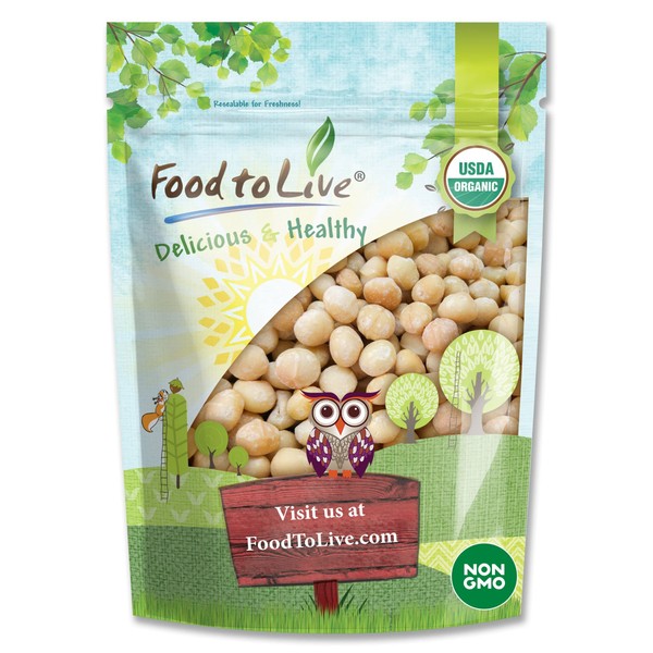 Organic Whole Macadamia Nuts, 2 Pounds – Non-GMO, Raw, Shelled, Unsalted, Kosher, Vegan, Bulk. Keto Snack. Buttery Flavor. Good Source of Fiber, Healthy Fats. Perfect for Homemade Desserts, Baking.