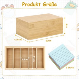 Fosoloni A7 Index Cards Box Wooden with Lid Index Cards Wooden Vocabulary Box Flashcard Box Wood for Office Schools and Home (Index Cards Not Included) 22 cm x 12.6 cm x 9 cm