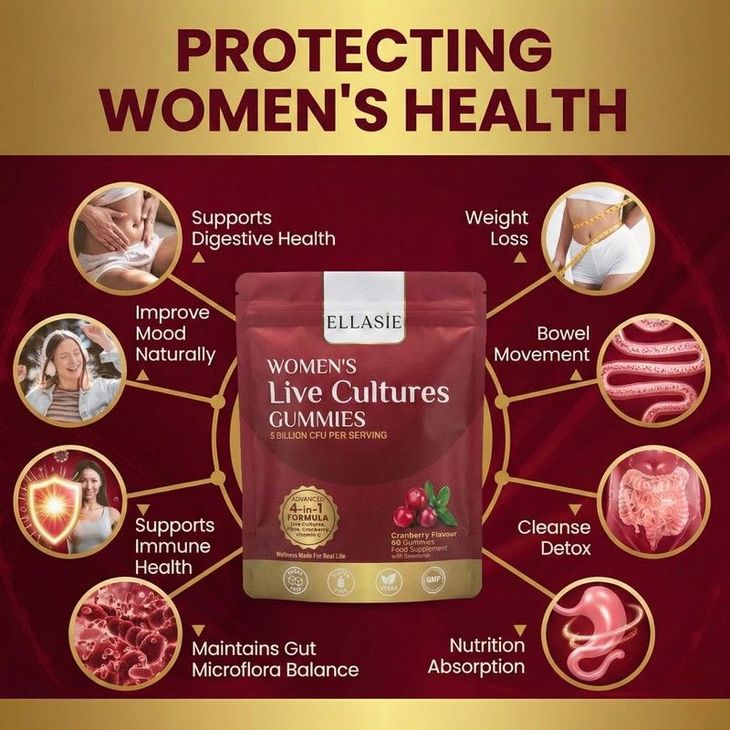 ELLASIE Cranberry Gummies for Women with Probiotics – 5 Billion