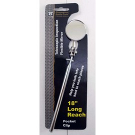 Tool Essentials 1.25" Angled Inspection Mirror | 18" Extension Rod | Stainless Steel | for Under-Vehicle & Tight Spaces