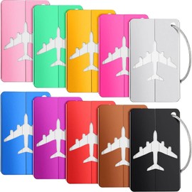 10 Pieces Aluminium Metal Travel Luggage Tags, Business Card Holder Travel ID Bag Tags Suitcase Tags for Travel Luggage Baggage Identifier
