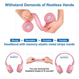 2 Pack of SIMOLIO Kids Headphones with 75dB,85dB,94dB Volume Limited, Headphones for Kids with Microphone & Share Port, Sturdy On-Ear Children Headphones with Portable Bag for Toddlers/Girls/Boys