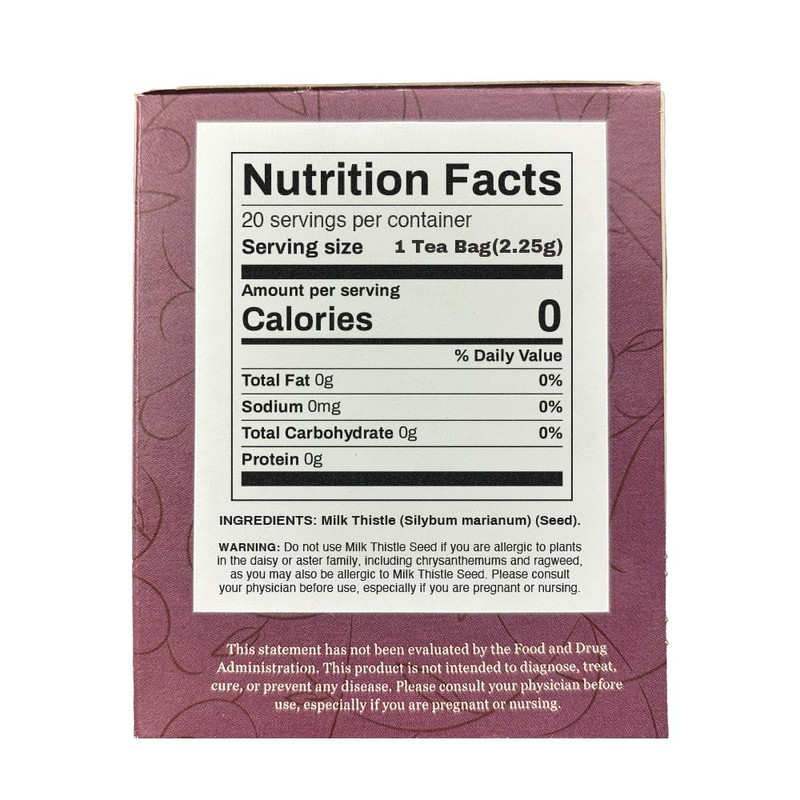 Organic Positively Botanicals Company, Milk Thistle Herbal Tea Bags, 20