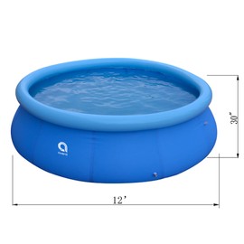 JLeisure Avenli 17808 12 Feet x 30 Inch Round Inflatable Outdoor Swimming Pool for Kids Ages 6 and Up, Small Above-Ground Pool, Blue