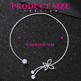 EARENT Rhinestone Butterfly Choker Necklace Silver Crystal Necklaces Chain Sparkly Prom Costume Neck Jewelry for Women