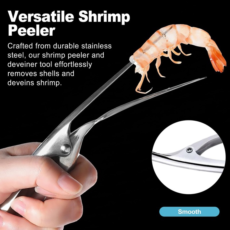 CoguZed 2-Piece Stainless Steel Shrimp Deveiner and Peeler Tool Set,