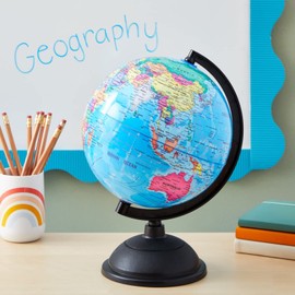 Rotating World Globe with Stand for Kids Learning, 8-inch Spinning Earth Globe for Classroom Geography Education