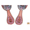 HILASON Western Leather Spur Straps Brown Floral Crystals Bling Pink