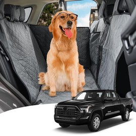 BEERTE Dog Car Seat Cover Fit for Toyota Tundra 2022-2025 Oxford Waterproof Scratchproof Dog Car Seat Cover for Back Seat Pet Seat Cover for Dogs Car Hammock with Mesh Window (Black Green)