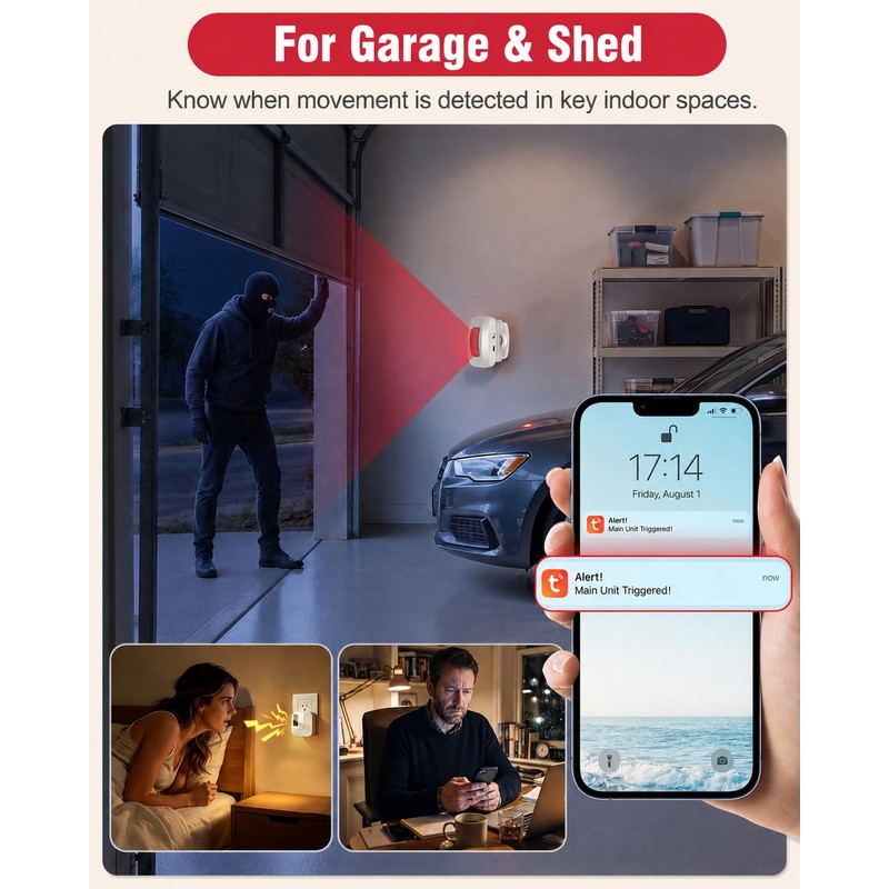 CallToU Wi-Fi Motion Sensor Door Chime, Smart Door Entry Alert