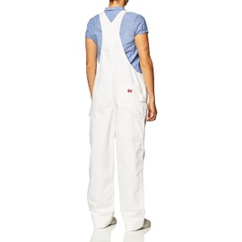 Dickies womens Denim Bib 100% Cotton Denim With Scuffgard Overalls, White, X-Small US