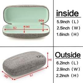 Vemiss Hard Shell Eyeglasses Case Linen Fabrics Large Sunglasses Case Concise (Large, Gray+Pu Black)