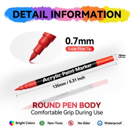 Shadcoler 18 Colours Acrylic Pens for Stones, Waterproof, 0.7 mm Stones Painting Pens for Glass, Wood, Ceramic, Canvas, Crafts, Easter and Christmas, Children