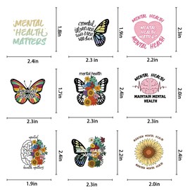 Mental Health Awareness Stickers - 100PCS Vinyl Decals for Adults, Therapists - Health Gifts