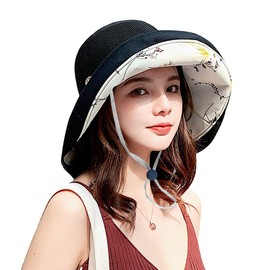 HUAMULAN Women Summer Mesh Sun Hats Floppy Wide Brim UV Protection Fishing Hat Beach Hiking Garden Travel Lawn Work Cap Chin Strap