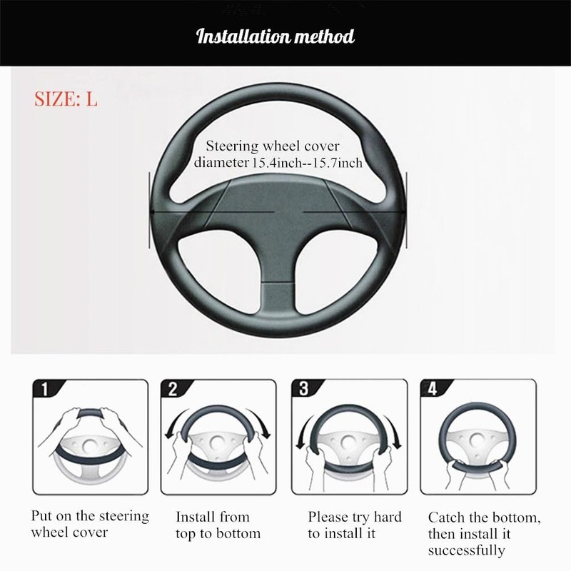 Black Leather Steering Wheel Cover Cowhide Wheel Cover Genuine Leather