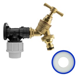 Outside tap kit,20mm mdpe wallplate/Elbow Backplate+ bib tap+PTFE Tape,Brass Garden tap for Hose