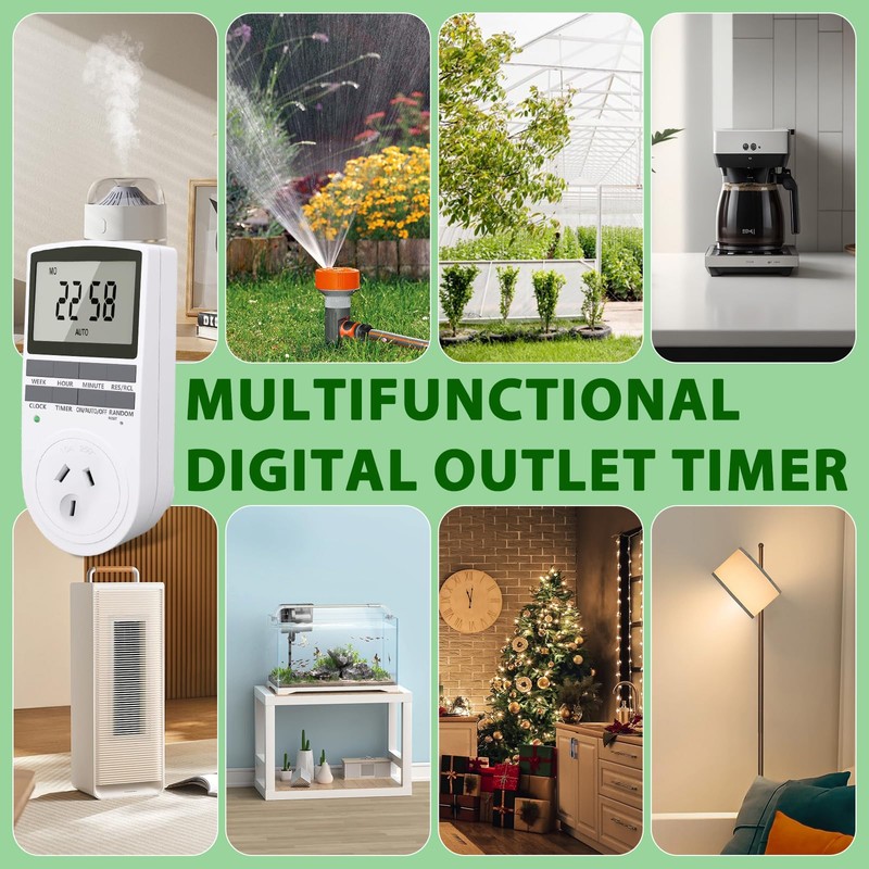 Lamptobe Power Timer, 7-Day Programmable Electrical Outlet Power Switch 240V,