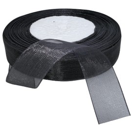 AERZETIX - C50804 - Organza Ribbon Shiny Decorative Organza - 20 mm x 45 m - Black - Creative Projects Sewing Art Gift Packaging for Birthday Party