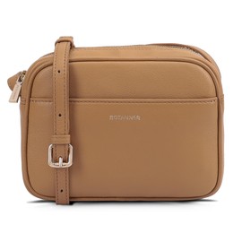 BOTANNER Genuine Leather Crossbody Bag for Women with an Adjustable Strap and Top Zip Closure (CAMEL BROWN)