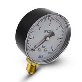 DOJA Barcelona Water Pressure Gauge, 1/4 Inch, 0-6 Bar, Pack of 1, Pressure Gauge, Compressed Air, Water Pressure Monitoring of Drinking Water Systems, Meter Heating, Irrigation, Pumps