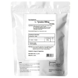 UKHealthHouse N-Acetyl L-Tyrosine 500mg Tablets Amino Acid High Strength Supplement Pure Vegan Pills Tablet not Capsule or Powder Maintain Good Health (180 tabs)