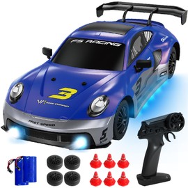 Fistone RC Drift Car, 2.4GHz 1:16 Scale 4WD High Speed Remote Control Car, Racing Sport Toy Car with LED Lights, Racing and Drift Wheels