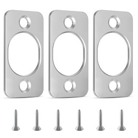 Deadbolt Strike Plate,1 x 2-1/4" Deadbolt Cover Plate,Door Hole Cover Plate,Door Strike Plate,with 6 Screws 1-3/8" (Satin Nickel) - 3 Pack