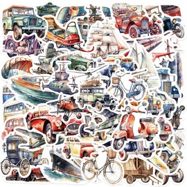 Vehicle Stickers for Laptop(50 Pcs),Gift for Kids Teens Adults Girl,Means of Transportation Waterproof Stickers for Water Bottle,Vinyl Stickers for Scrapbook,Journal,Dairy,Skateboard