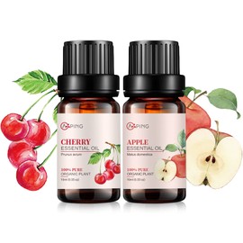 Apple & Cherry Essential Oils - 100% Pure Organic Natural Plant Oils for Diffuser, Aromatherapy, Spa, Massage, Yoga, Perfume, Body - 2x10ML