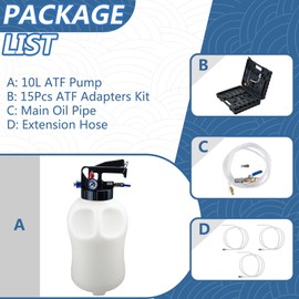 Bicos 10L Pneumatic Fluid Extractor Dispenser Set Transmission Fluid Pump with 15pcs ATF Adapters ATF Refill Tool Kit Automotive Pneumatic Oil Extractor