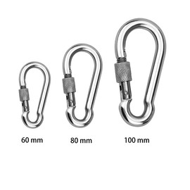 OULVLIFE Locking Carabiner, Heavy Duty Carabiner, 80 mm Carabiner Hook Made of Galvanised Carbon Steel with Screw Cap
