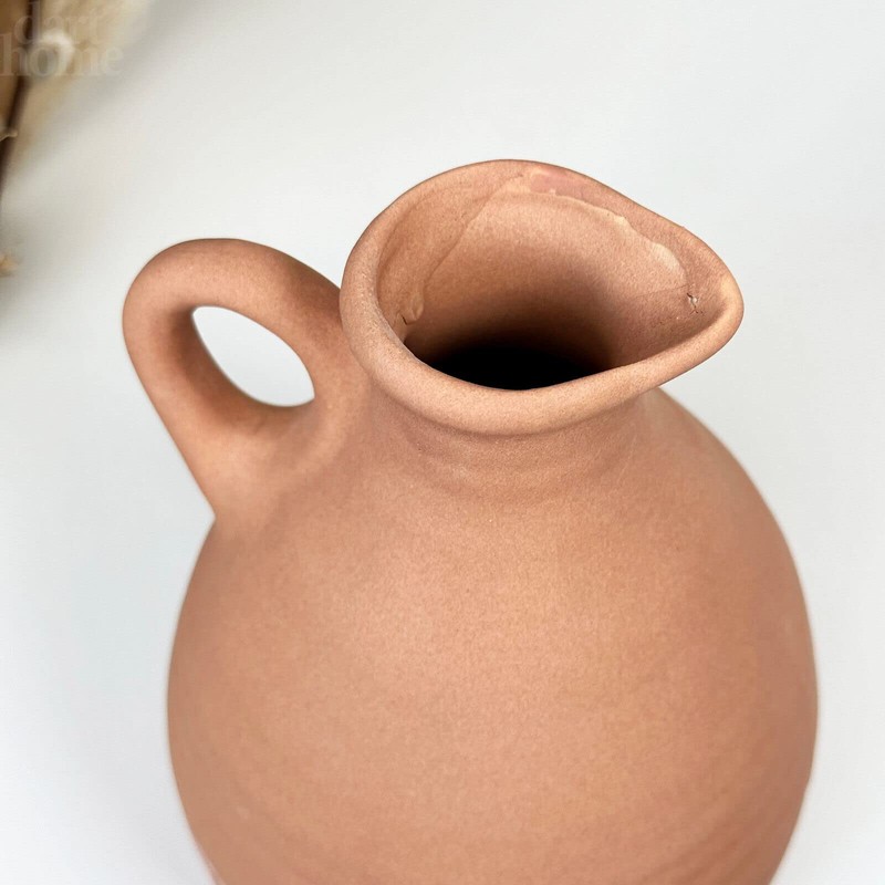 Terracotta Jug Vase With Handle Roman Style Ceramic Flower Bud