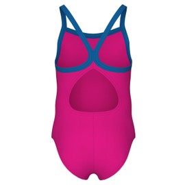 ARENA Girls' Logo Infant Toddler and Kids Athletic One Piece Sleeveless Swimsuit for Swimming Lessons Pool and Beach Bathing Suit, US Size 6Y/24, Freak Rose/Blue China