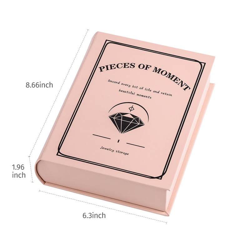CASEGRACE Book Jewelry Box Organizer PU Leather Diary Jewelry Box