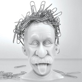 Albert Einstein Genius Bald Headed Magnetic Paper Clip Holder Desk Accessory