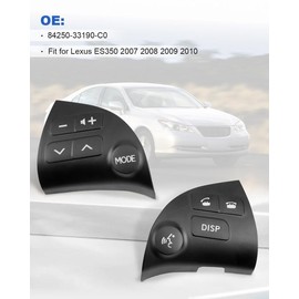 Steering Wheel Volume Control Switch Button Fits for Lexus ES350 2007 2008 2009 2010, Left and Right Side Replace 84250-33190-C0