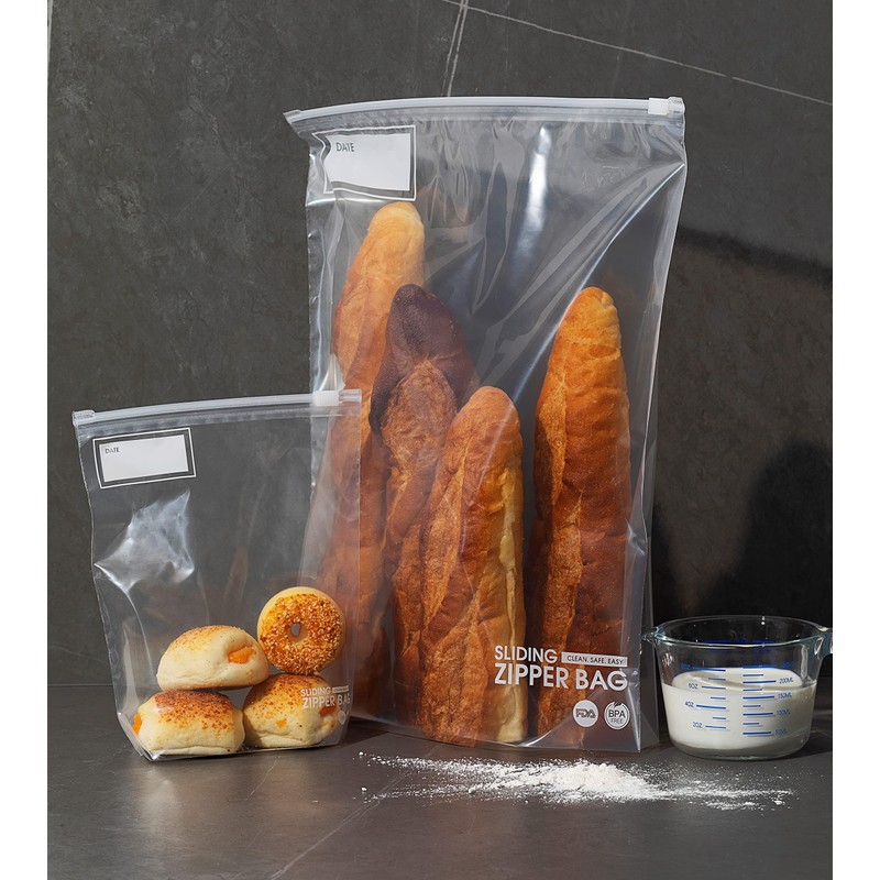 Gallon Slider Storage Bags- 100 Count, Featuring Expandable Bottom, Zero