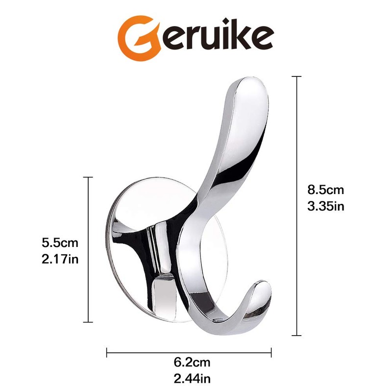 GERUIKE Adhesive Coat Hooks Stainless Steel Self Adhesive Robe Towel