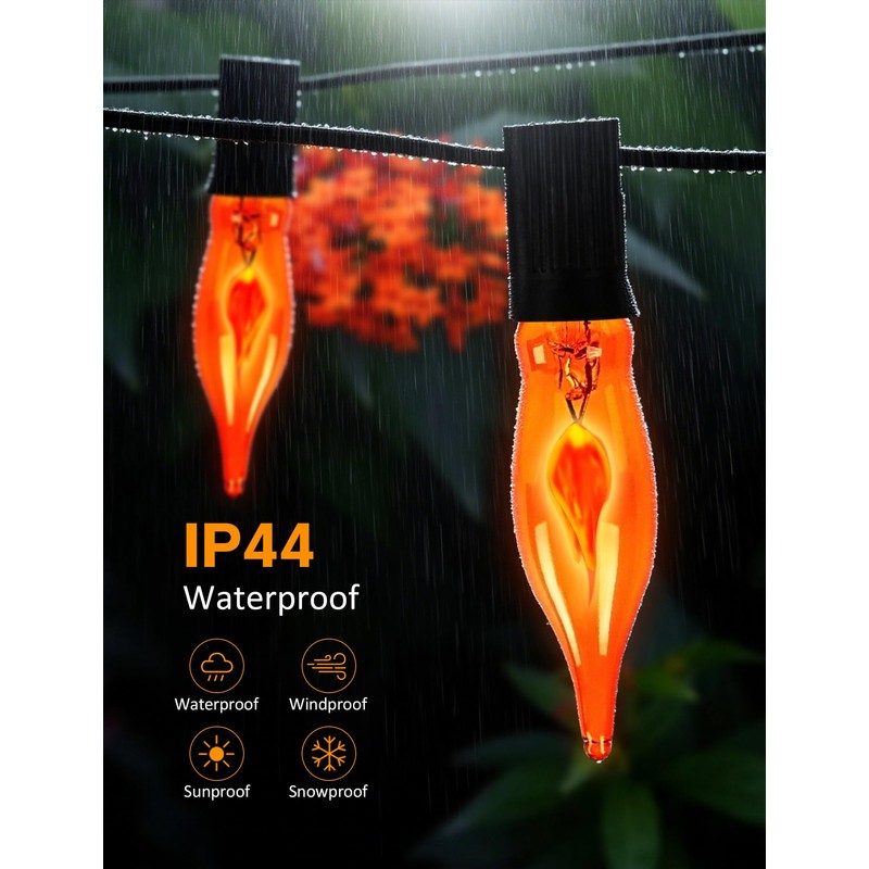 Halloween Orange Flicker Flame Light Bulbs, C18 Incandescent Replacement, 1