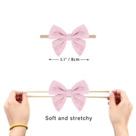 AQOKKA 10 Pcs Baby Girl Headbands Soft Nylon Newborn Bows Toddler Hairbands Handmade Baby Hair Accessories for Infant Girls Kids