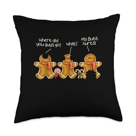 Classic My Butt Hurts Gingerbread Man Christmas Funny Throw Pillow