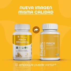 BULK SUPERFOODS | Maca Orgánica 100% Natural | 60 Cápsulas – 500 mg c/u – Sin Gluten | Suplementos Alimenticios a Base de Maca