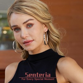 Senteria 925 Sterling Silver Hoop Earrings for Women Hypoallergenic Extra Large Silver Hoop Earrings Lightweight Oversized Big Thick Silver Hoop Earrings for Women 30mm