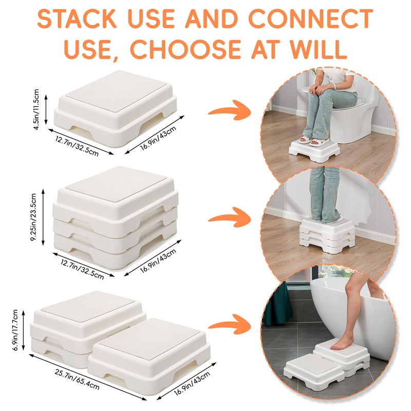 Shower Bath Step Stackable Bathtub Non Slip Safety Step Stool,