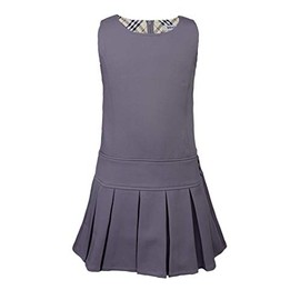 Bienzoe Girls School Uniform Jumper: Stretch Pleated Durable Kids Knee Length Sleeveless Dress Grey 6