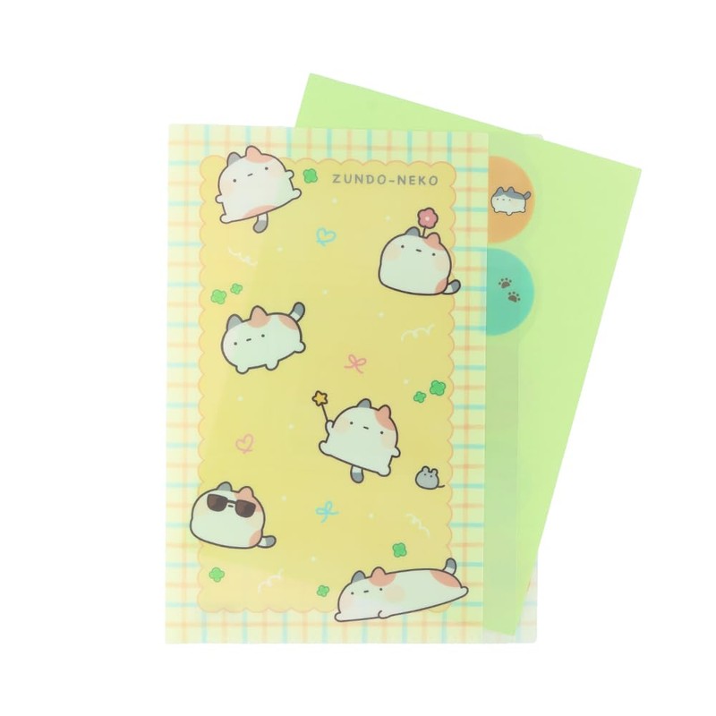 Sunstar Bungu S2172909 Zundo Cat Clear File, 5 Pockets, Flyer